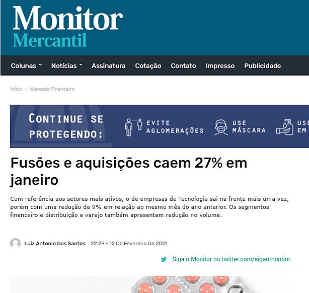 Fuses e aquisies caem 27% em janeiro